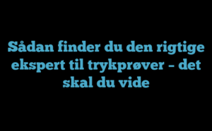 Sådan finder du den rigtige ekspert til trykprøver – det skal du vide