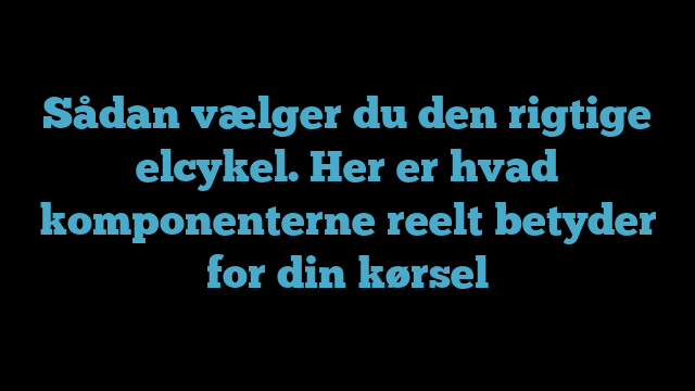 Sådan vælger du den rigtige elcykel. Her er hvad komponenterne reelt betyder for din kørsel