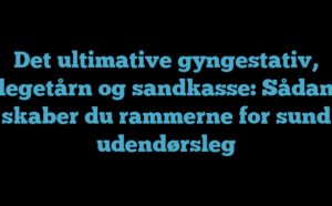 Det ultimative gyngestativ, legetårn og sandkasse: Sådan skaber du rammerne for sund udendørsleg
