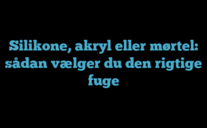 Silikone, akryl eller mørtel: sådan vælger du den rigtige fuge