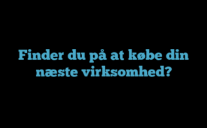 Finder du på at købe din næste virksomhed?